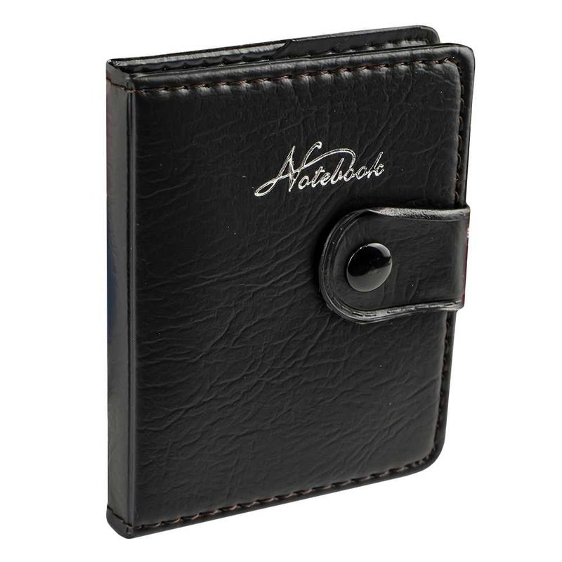 Carti si Birotica - Papetarie - Agende si calendare - Agende si carnete - Mini Agenda de Buzunar 11x8.5 cm cu Pix Inclus, 100 File Dictando, Coperta Buretata si Inchidere cu Capsa, Negru - Infinity.ro