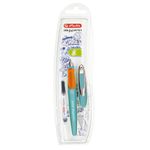 Carti si Birotica - Birotica - Instrumente de scris - Pixuri si stilouri - Stilou My.Pen Turcoaz/Portocaliu, Penita L pentru Stangaci din Otel Inoxidabil cu Varf de Iridiu, Grip Ergonomic - Infinity.ro