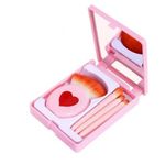Ingrijire personala si Cosmetice - Machiaj - Aplicatoare si pensule machiaj - Set 4 Mini Pensule Machiaj Daemi, cu Oglinda si Carcasa Inima, Peri Moi, Roz - Infinity.ro
