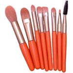 Ingrijire personala si Cosmetice - Machiaj - Aplicatoare si pensule machiaj - Set 8 Mini Pensule Machiaj Daemi, Peri Super Soft, Gentuta Depozitare, Portocaliu - Infinity.ro