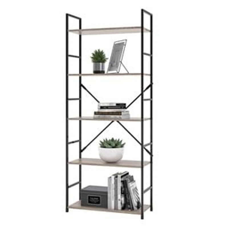 Casa si Gradina - Mobilier - Biblioteci si rafturi - Rafturi - Etajera cu 5 rafturi din lemn, cadru metalic, 58,6x23,5x144 cm - Infinity.ro