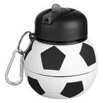 Casa si Gradina - Bucatarie si vesela - Cani si pahare - Sticle - Sticla de apa pliabila cu model minge de fotbal, silicon, 550 ml, cu breloc - Infinity.ro