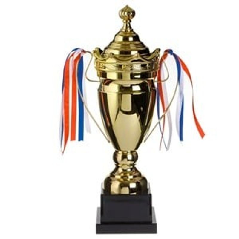 Sport si Outdoor - Accesorii si echipamente sportive - Medalii, cupe si trofee - Cupa Aurie cu Panglici, 44 cm, cu Baza Neagra - Infinity.ro