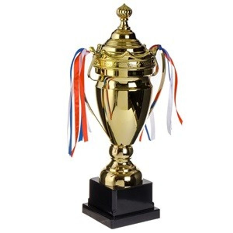 Sport si Outdoor - Accesorii si echipamente sportive - Medalii, cupe si trofee - Cupa Aurie cu Panglici, 44 cm, cu Baza Neagra - Infinity.ro