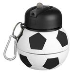 Casa si Gradina - Bucatarie si vesela - Cani si pahare - Sticle - Sticla de apa pliabila cu model minge de fotbal, silicon, 550 ml, cu breloc - Infinity.ro
