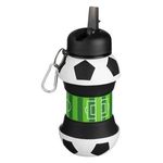Casa si Gradina - Bucatarie si vesela - Cani si pahare - Sticle - Sticla de apa pliabila cu model minge de fotbal, silicon, 550 ml, cu breloc - Infinity.ro