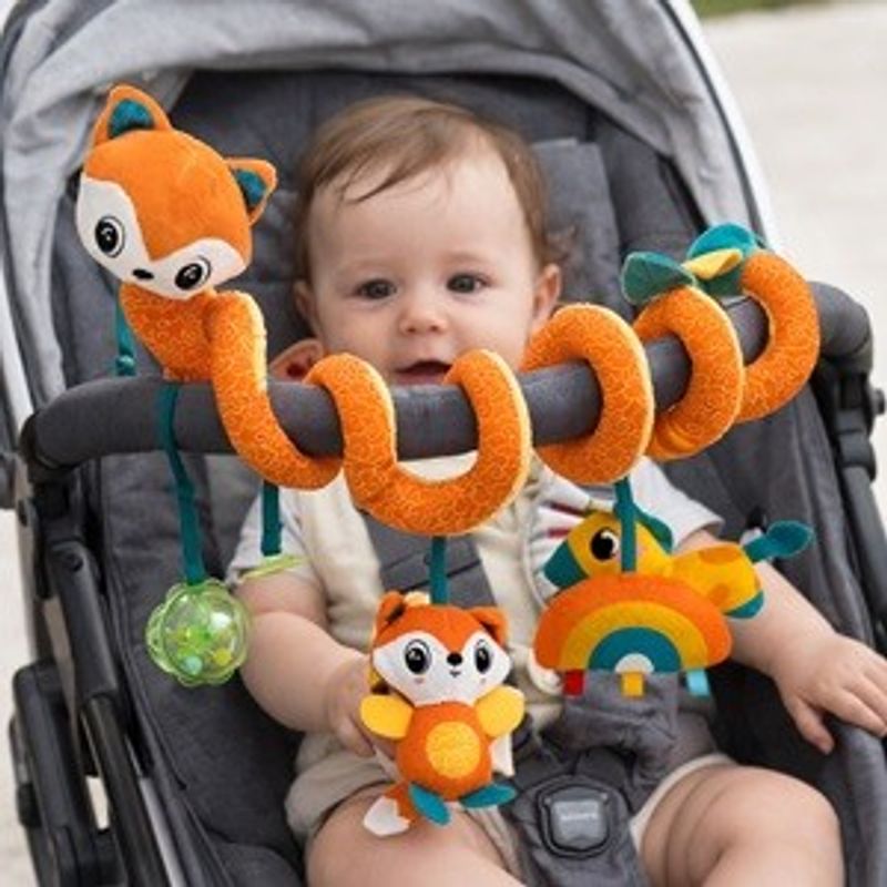 Jucarii, Copii si Bebe - Jucarii si jocuri - Jucarii bebelusi - Jucarii pentru carucioare si patut - Jucarie pentru Patut Spiralata Vulpe cu Oglinda si Jucarie de Dentitie, 25cm - Infinity.ro