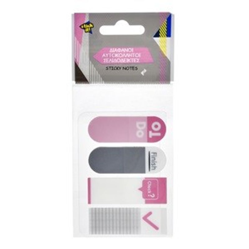 Carti si Birotica - Birotica - Accesorii de birou - Benzi adezive - Etichete indexare autocolante transparente cu modele, 100 buc, 4,4x1,5 cm - Infinity.ro