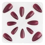 Ingrijire personala si Cosmetice - Manichiura si pedichiura - Dizolvante si tratamente pentru unghii - Set Unghii False Adezive Bordo Lucioase, Forma Migdala, 12 Bucati - Infinity.ro