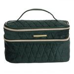 Ingrijire personala si Cosmetice - Machiaj - Portfarduri si genti cosmetice - Portfard tip valiza, Verde Catifelat, 2 Compartimente, 25x15,5x14cm - Infinity.ro