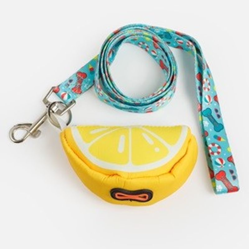 Petshop - Accesorii petshop - Zgarzi, lese si hamuri - Hamuri - Lesa pentru caini cu suport pentru pungi, Turcoaz, 120x2cm - Infinity.ro