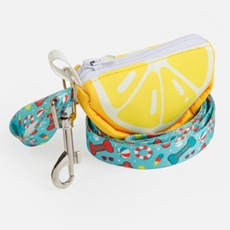 Petshop - Accesorii petshop - Zgarzi, lese si hamuri - Hamuri - Lesa pentru caini cu suport pentru pungi, Turcoaz, 120x2cm - Infinity.ro