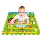 Jucarii, Copii si Bebe - Jucarii si jocuri - Jocuri si puzzle - Puzzle - Covor Puzzle cu Model Ferma cu Animale, 9 Piese, 30,7x30,7cm, Verde - Infinity.ro