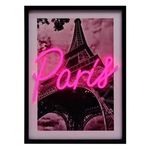 Casa si Gradina - Decoratiuni - Tablouri - Tablou Decorativ cu Lumina LED Neon, Model Paris, 30x40cm, Roz - Infinity.ro