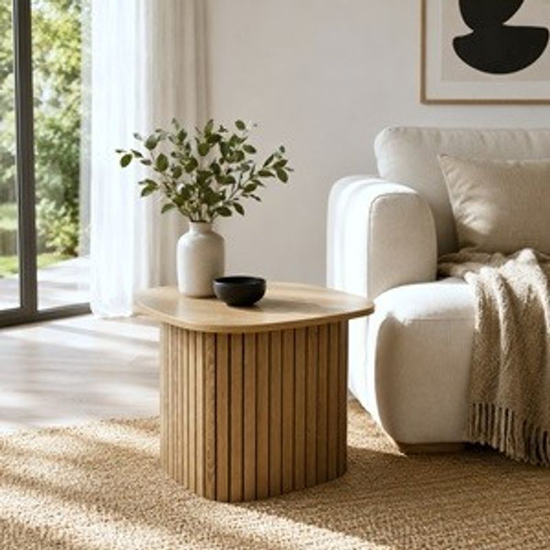 Casa si Gradina - Mobilier - Comode si corpuri - Masute de toaleta - Masuta auxiliara triunghiulara din lemn, 55x38,5x41cm, Stejar natur - Infinity.ro