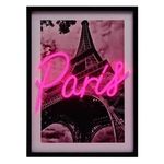 Casa si Gradina - Decoratiuni - Tablouri - Tablou Decorativ cu Lumina LED Neon, Model Paris, 30x40cm, Roz - Infinity.ro