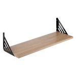 Electronice si Electrocasnice - Aragazuri, cuptoare si hote - Cuptoare - Cuptoare cu microunde - Raft de perete din MDF natural cu suporturi metalice, 60x20x1,5 cm - Infinity.ro