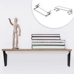 Electronice si Electrocasnice - Aragazuri, cuptoare si hote - Cuptoare - Cuptoare cu microunde - Raft de perete din MDF natural cu suporturi metalice, 60x20x1,5 cm - Infinity.ro