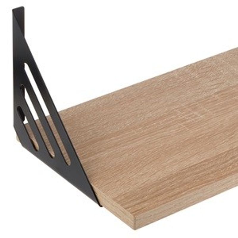 Electronice si Electrocasnice - Aragazuri, cuptoare si hote - Cuptoare - Cuptoare cu microunde - Raft de perete din MDF natural cu suporturi metalice, 60x20x1,5 cm - Infinity.ro