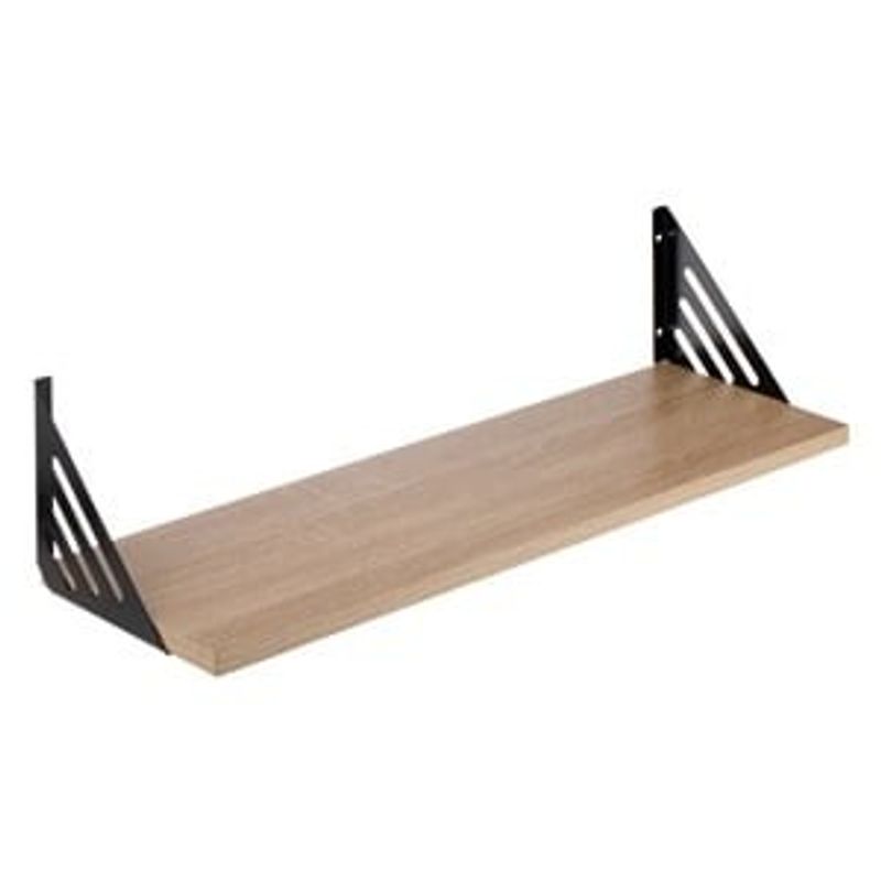 Electronice si Electrocasnice - Aragazuri, cuptoare si hote - Cuptoare - Cuptoare cu microunde - Raft de perete din MDF natural cu suporturi metalice, 60x20x1,5 cm - Infinity.ro