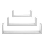 Casa si Gradina - Mobilier - Biblioteci si rafturi - Rafturi - Set 3 Rafturi Suspendate MDF Albe pentru Perete, Design Modern - Infinity.ro