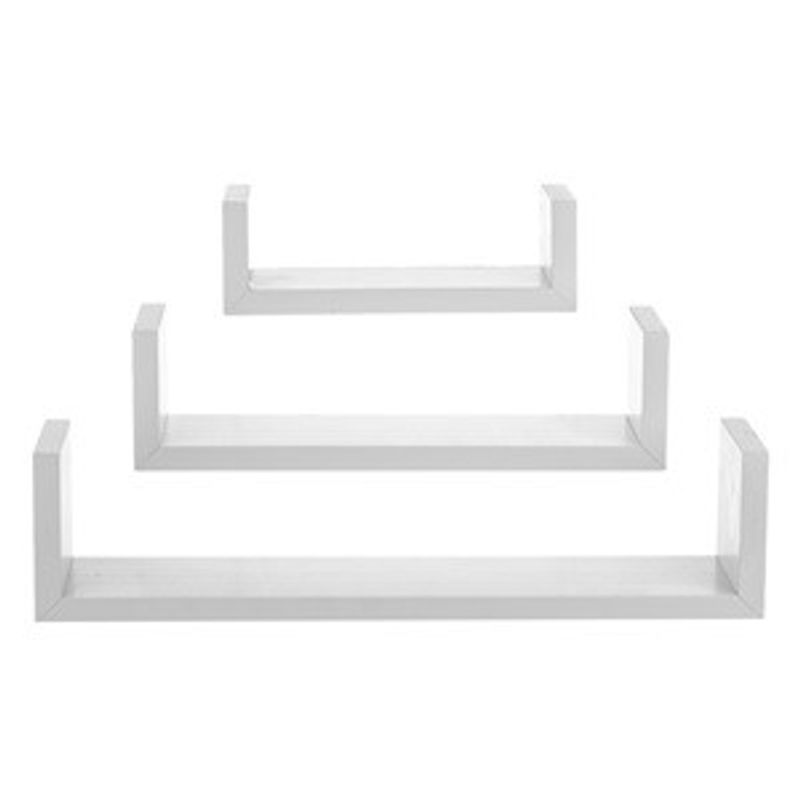 Casa si Gradina - Mobilier - Biblioteci si rafturi - Rafturi - Set 3 Rafturi Suspendate MDF Albe pentru Perete, Design Modern - Infinity.ro