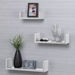 Casa si Gradina - Mobilier - Biblioteci si rafturi - Rafturi - Set 3 Rafturi Suspendate MDF Albe pentru Perete, Design Modern - Infinity.ro