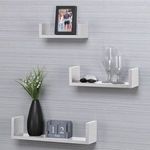 Casa si Gradina - Mobilier - Biblioteci si rafturi - Rafturi - Set 3 Rafturi Suspendate MDF Albe pentru Perete, Design Modern - Infinity.ro
