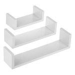 Casa si Gradina - Mobilier - Biblioteci si rafturi - Rafturi - Set 3 Rafturi Suspendate MDF Albe pentru Perete, Design Modern - Infinity.ro