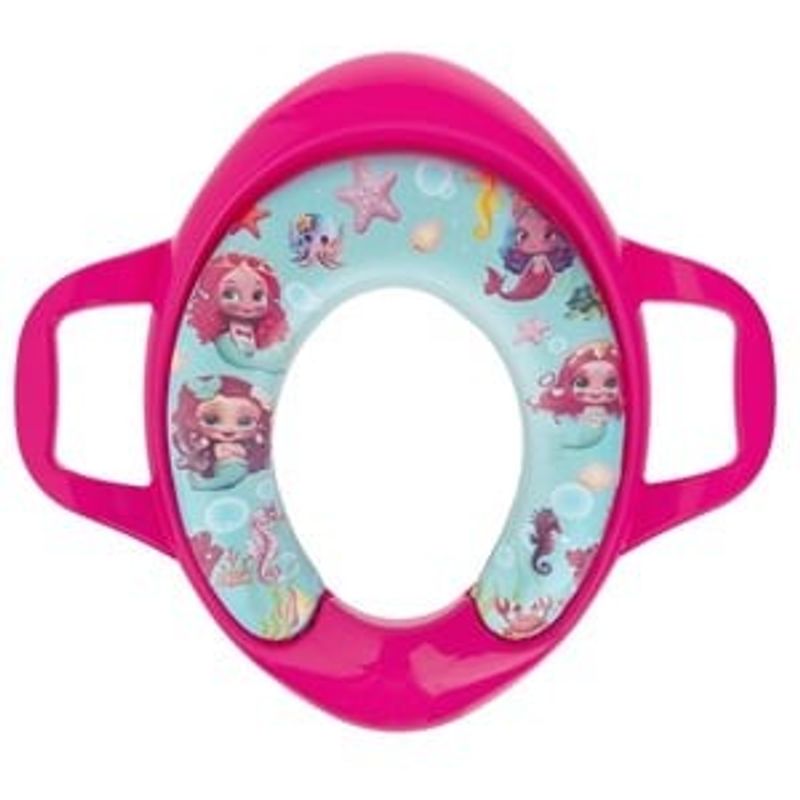 Jucarii, Copii si Bebe - Igiena si ingrijire - Baia bebelusului - Olite si reductoare WC - Reductor WC cu Manere, Model Sirene, Fucsia, 35x30cm - Infinity.ro