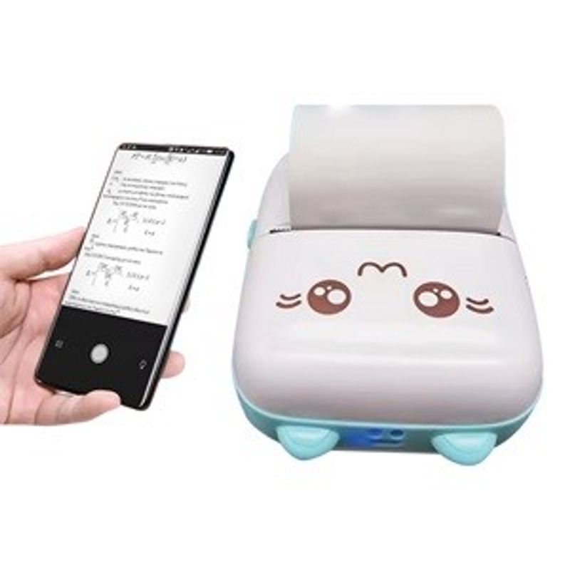 PC, gaming si accesorii - Imprimante, scanere & consumabile - Imprimante - Imprimante termice - Imprimanta termica portabila cu design pisica, Alba, 8x3.5x11cm, Cablu USB & Hartie termica - Infinity.ro