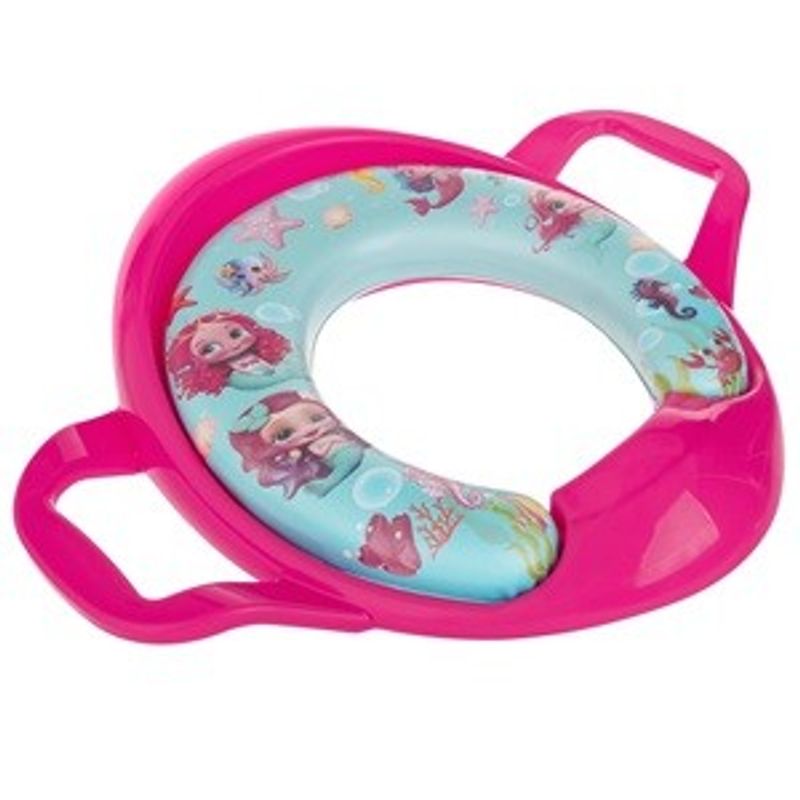 Jucarii, Copii si Bebe - Igiena si ingrijire - Baia bebelusului - Olite si reductoare WC - Reductor WC cu Manere, Model Sirene, Fucsia, 35x30cm - Infinity.ro