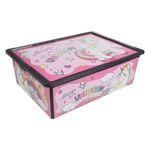 Casa si Gradina - Mobilier - Organizare si depozitare - Cutii depozitare - Cutie de depozitare cu capac, 25L, roz, cu model unicorn - Infinity.ro