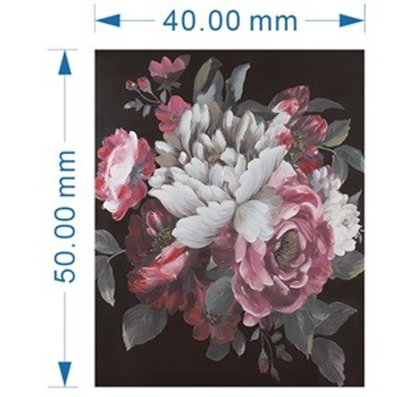 Casa si Gradina - Decoratiuni - Tablouri - Tablou Textil Floral Negru cu Suporturi din Lemn - Stil Vintage Exotic - Infinity.ro