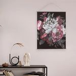 Casa si Gradina - Decoratiuni - Tablouri - Tablou Textil Floral Negru cu Suporturi din Lemn - Stil Vintage Exotic - Infinity.ro