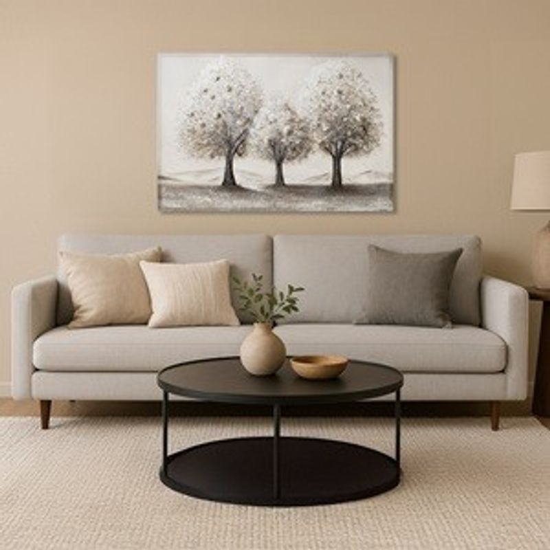 Casa si Gradina - Decoratiuni - Tablouri - Tablou in Ulei cu Copaci si Model Reliefat, 90x60x2,5 cm - Infinity.ro