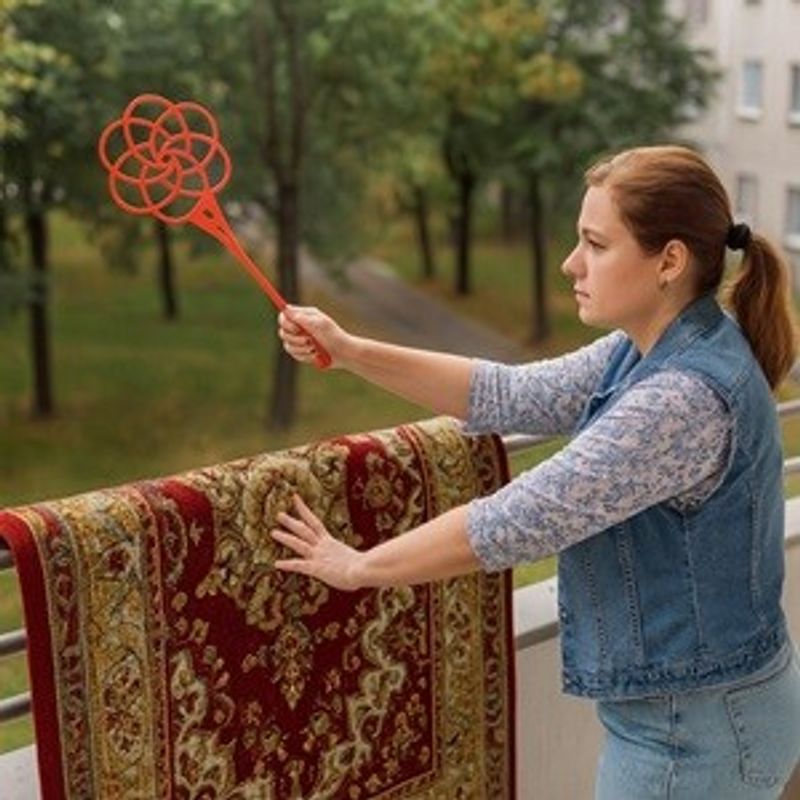 Casa si Gradina - Textile si covoare - Covoare - Covoare copii - Batator pentru covoare din plastic, rosu, 56 cm - Infinity.ro