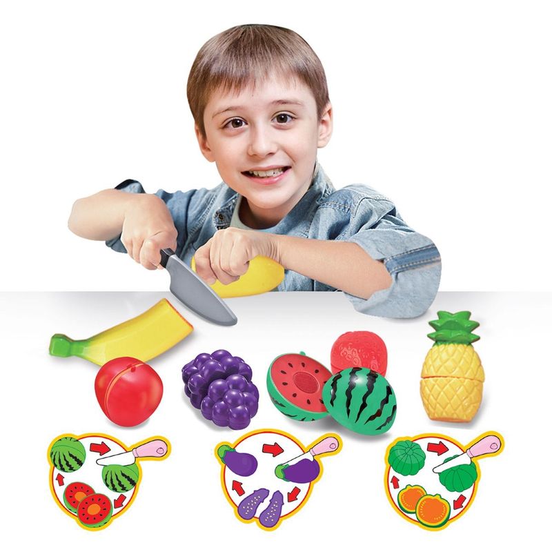 Jucarii, Copii si Bebe - Jucarii si jocuri - Jucarii de rol - Bucatarii copii - Set Fructe Artificiale din Plastic cu Tocator si Accesorii - Infinity.ro