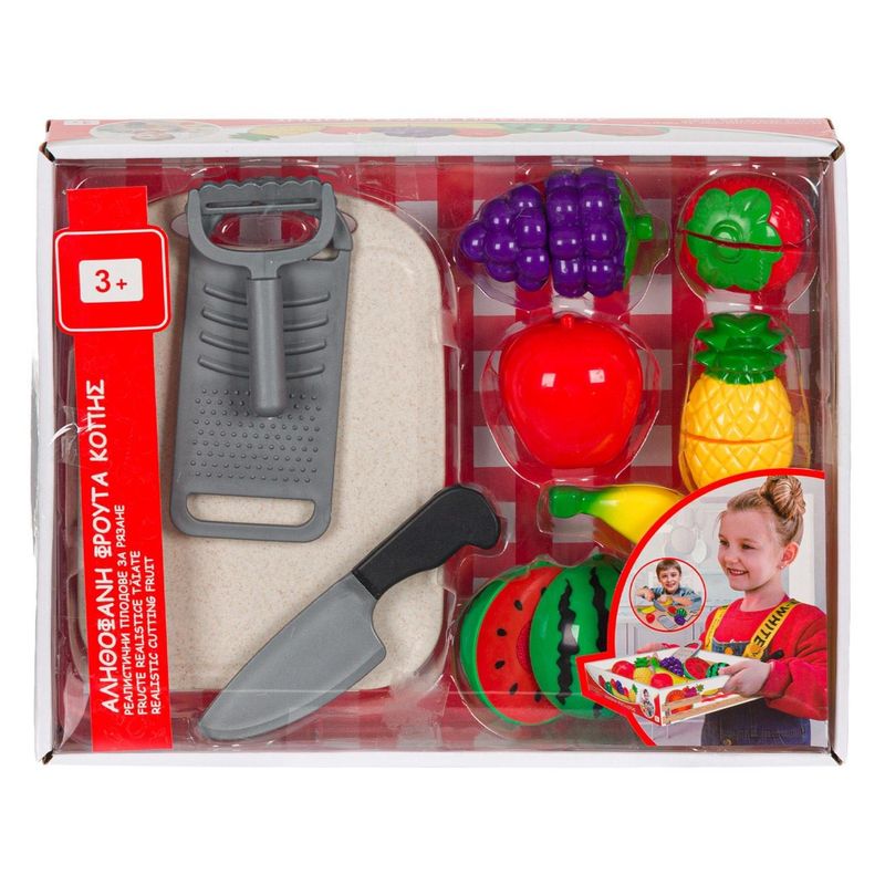 Jucarii, Copii si Bebe - Jucarii si jocuri - Jucarii de rol - Bucatarii copii - Set Fructe Artificiale din Plastic cu Tocator si Accesorii - Infinity.ro