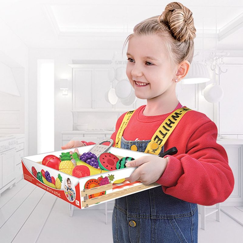 Jucarii, Copii si Bebe - Jucarii si jocuri - Jucarii de rol - Bucatarii copii - Set Fructe Artificiale din Plastic cu Tocator si Accesorii - Infinity.ro