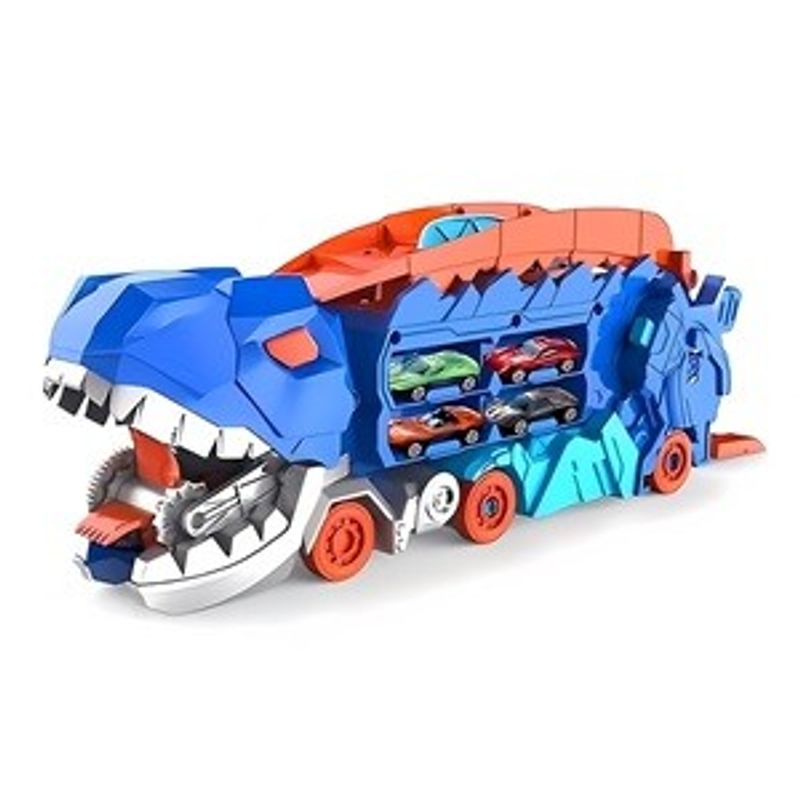 Ingrijire personala si Cosmetice - Igiena dentara - Pasta de dinti si apa de gura - Pista Camion Dinozaur cu 2 Vehicule, Albastru, Plastic - Infinity.ro