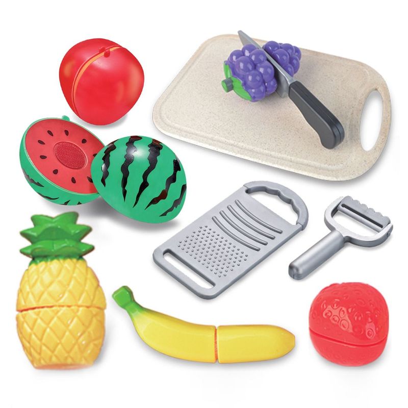 Jucarii, Copii si Bebe - Jucarii si jocuri - Jucarii de rol - Bucatarii copii - Set Fructe Artificiale din Plastic cu Tocator si Accesorii - Infinity.ro