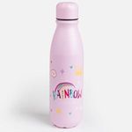 Casa si Gradina - Bucatarie si vesela - Cani si pahare - Sticle - Sticla de apa din aluminiu pentru copii, 600 ml, roz cu imprimeu unicorn si curcubeu - Infinity.ro