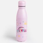Casa si Gradina - Bucatarie si vesela - Cani si pahare - Sticle - Sticla de apa din aluminiu pentru copii, 600 ml, roz cu imprimeu unicorn si curcubeu - Infinity.ro
