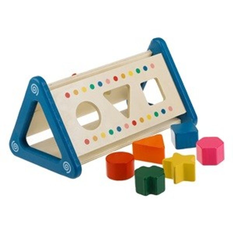 Jucarii, Copii si Bebe - Jucarii si jocuri - Jucarii bebelusi - Jucarii de sortat - Sortator de forme din lemn, Triunghiular, 6 piese, Multicolor, 23,5x14x12,5cm - Infinity.ro