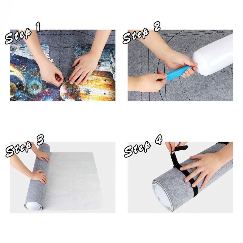 Jucarii, Copii si Bebe - Jucarii si jocuri - Jocuri si puzzle - Puzzle - Covoras pentru Puzzle cu Geanta de Transport, Pana la 1500 Piese, 95x67 cm, Gri - Infinity.ro