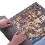 Jucarii, Copii si Bebe - Jucarii si jocuri - Jocuri si puzzle - Puzzle - Covoras pentru Puzzle cu Geanta de Transport, Pana la 1500 Piese, 95x67 cm, Gri - Infinity.ro