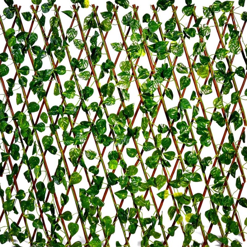 Casa si Gradina - Decoratiuni - Pereti despartitori si paravane - Paravan Decorativ din Lemn cu Frunze Verde 60x180cm - Infinity.ro