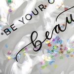 Fashion, accesorii si bijuterii - Femei - Bijuterii femei - Cutii bijuterii - Portfard transparent cu confetti, 20x17 cm, fermoar auriu - Infinity.ro