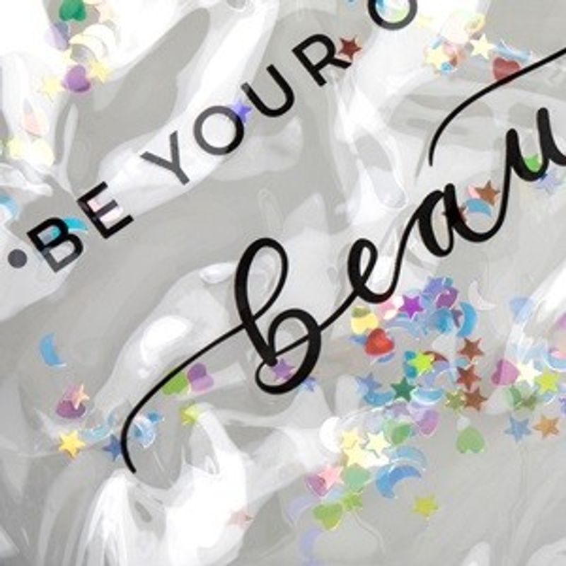 Fashion, accesorii si bijuterii - Femei - Bijuterii femei - Cutii bijuterii - Portfard transparent cu confetti, 20x17 cm, fermoar auriu - Infinity.ro